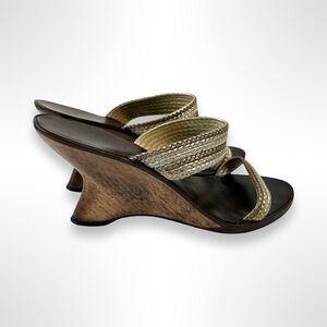 GIUSEPPE ZANOTTI woven leather strappy wedges